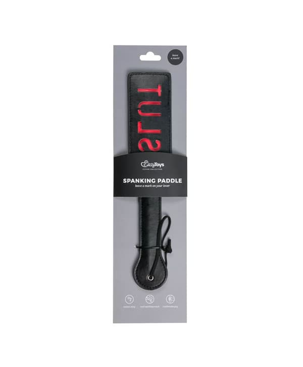 Black Leather Paddle - Slut