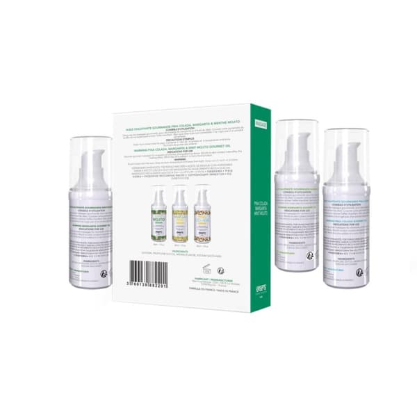 LAD OS FEJRE! Varmende gourmetmassageolier (Mint Mojito, Margarita, Pina Colada) 3 x 30 ml