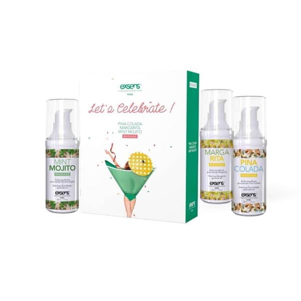 LAD OS FEJRE! Varmende gourmetmassageolier (Mint Mojito, Margarita, Pina Colada) 3 x 30 ml