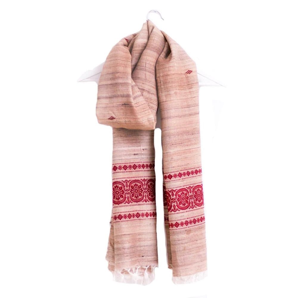Minimal Tussar sjal | Traditionell sjal med Sambalpuri-kant | Handgjorda textilier | Halsdukar | Accessoarer