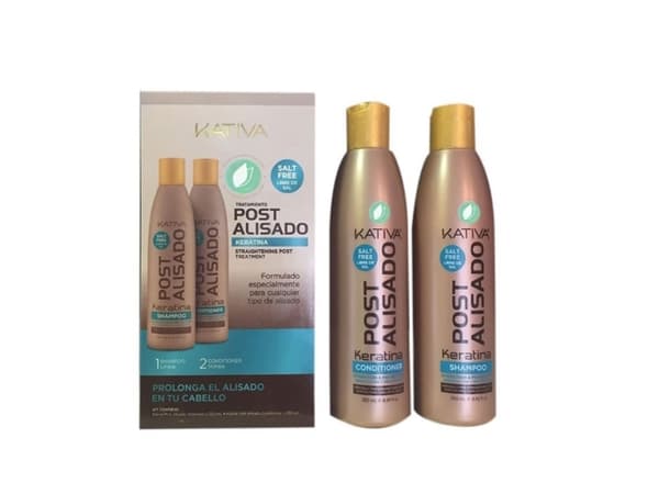 Kativa POST with caratine, Shampoo 250ml + hoitoaine 250ml hiuksille permanenttisen tasoittavan hoidon jälkeen