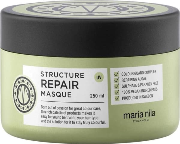 Maria Nila Structure Repair, Kvinnor, Skadat hår, Torrt hår, 250 ml, Återfuktande, Reparation, Mjukgörande, Stärkande, Pot, Aqua/Water/Water, Ceteary