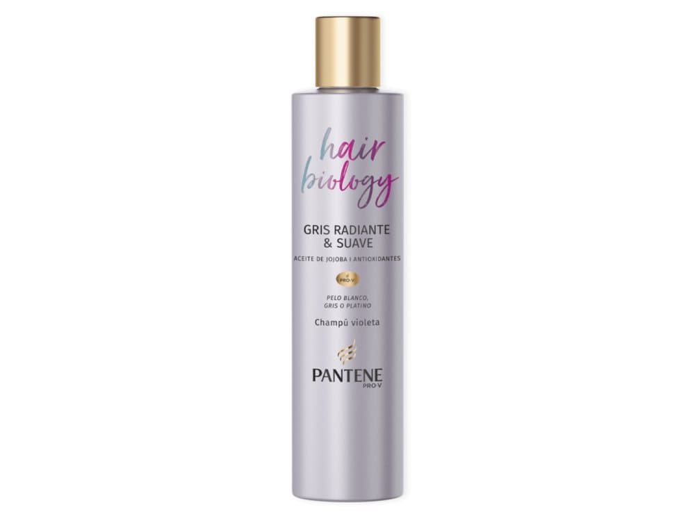 Pantene Hair Biology Grey & Glowing, Kvinner, Ikke-profesjonelle, Sjampo, Blondt hår, Sløvt hår, Blond, Grå, Hvit, 250 ml