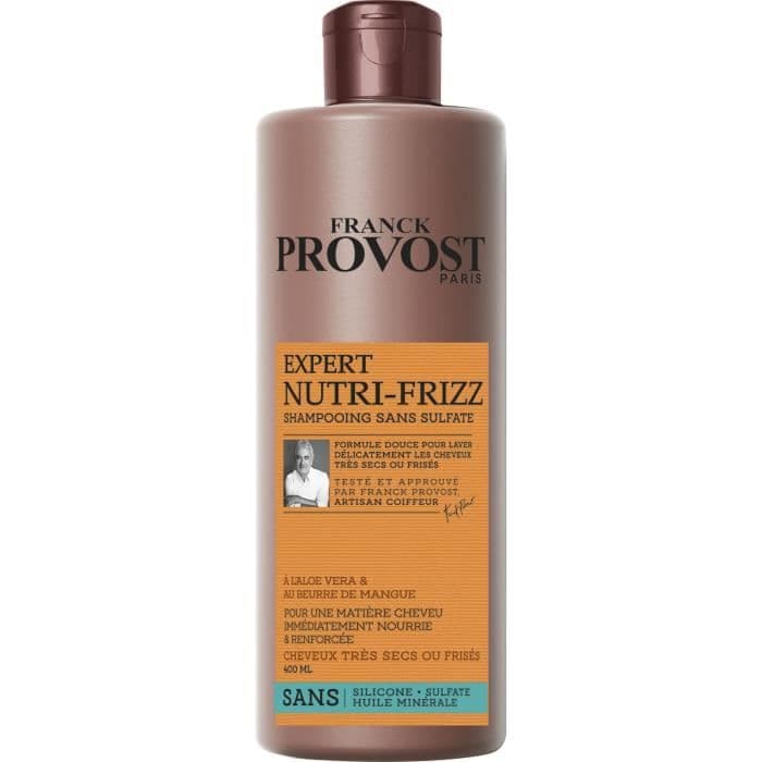 Franck Provost Expert Nutri-Frizz schampo Torrt eller lockigt hår Sulfatfritt Aloe Vera och mango smör 400 ml
