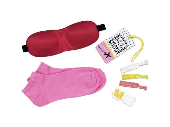 Inflight Essential Kit Set Beauty Junky: Beauty Junky, Hair Elastic, 3 pcs + Beauty Junky, Foam Earplugs + Beauty Junky, Luggage Tag, Metal Keyring +
