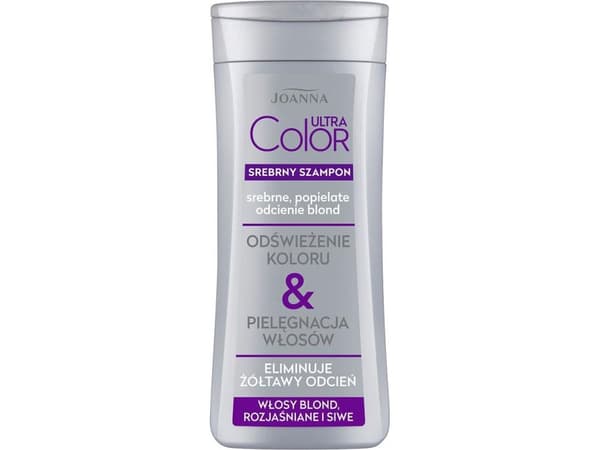 Joanna Ultra Color Silver Shampoo to eliminate yellowish tint - silver and ashy blonde tones 400ml