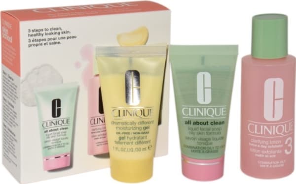 CLINIQUE SET (ALL ABOUT CLEAN 30ML+CLARIFYING LOTION EXFOLIATOR 60ML+MOISTURIZING GEL 30ML)