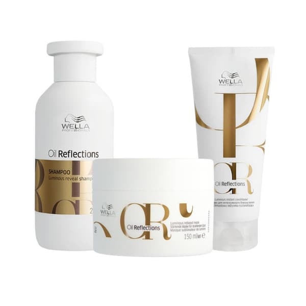 Wella Oil Reflections Shampoo 250ml + Oil Reflections Conditioner 200ml + Oil Reflections Mask 150ml - Skadat & Behandlat