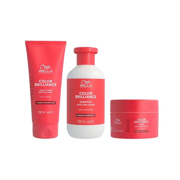 Wella INVIGO Color Brilliance Coarse + Shampoo 300ml + Conditioner 200ml + Mask 150ml - Färgat