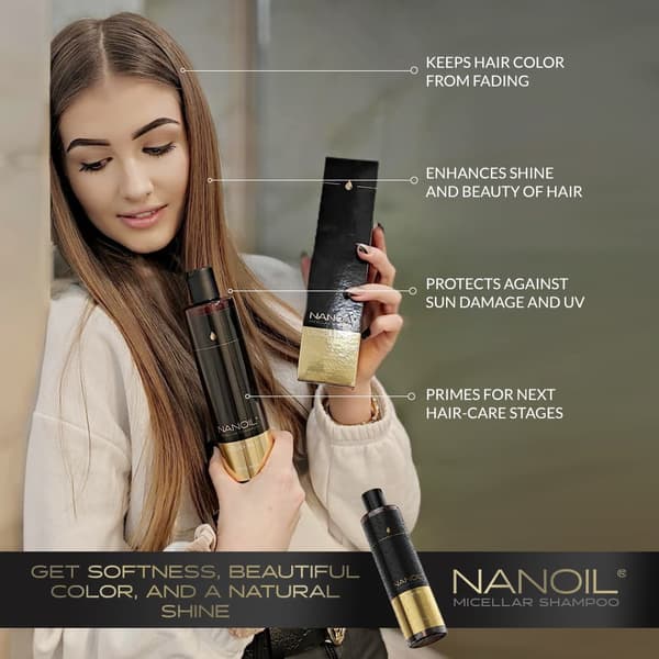 Micellar Shampoo Med Flydende Silke Nanoil Liquid Silk Micellar Shampoo 300 ml - Konstant glans, glathed og blødhed og forhindrer også krus
