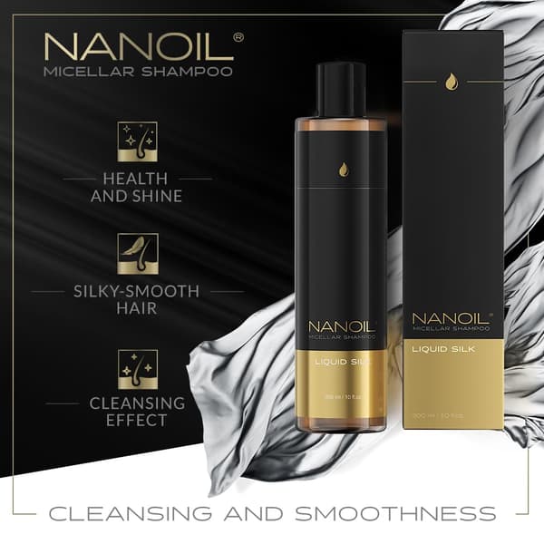 Micellar Shampoo Med Flydende Silke Nanoil Liquid Silk Micellar Shampoo 300 ml - Konstant glans, glathed og blødhed og forhindrer også krus