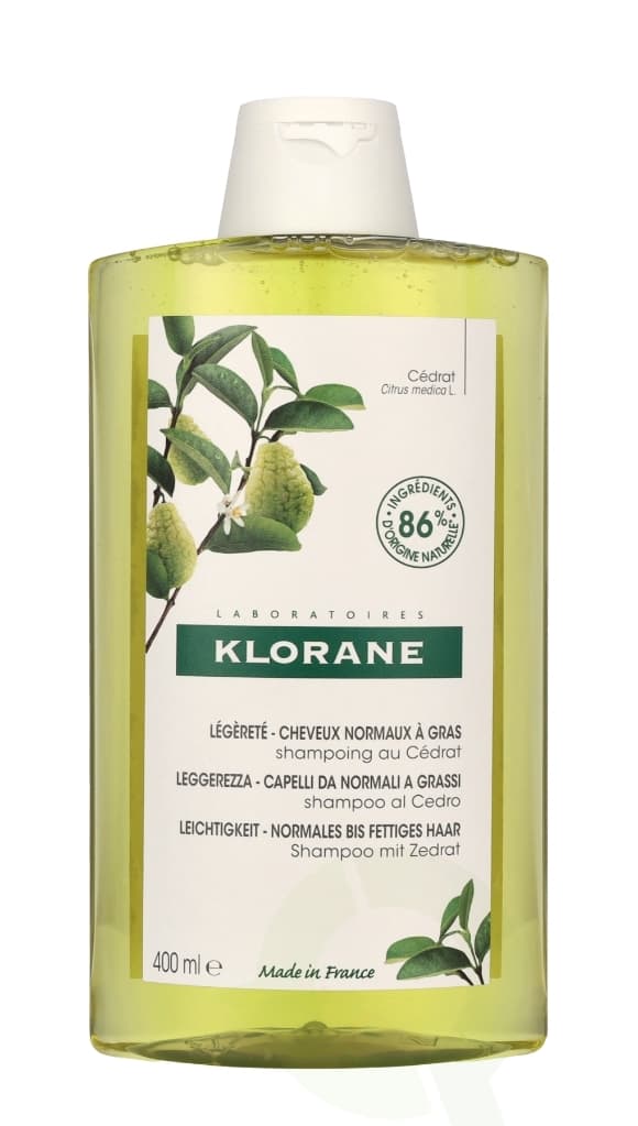 Klorane Rensende sjampo med sitrusmasse 400 ml Normalt til fett hår