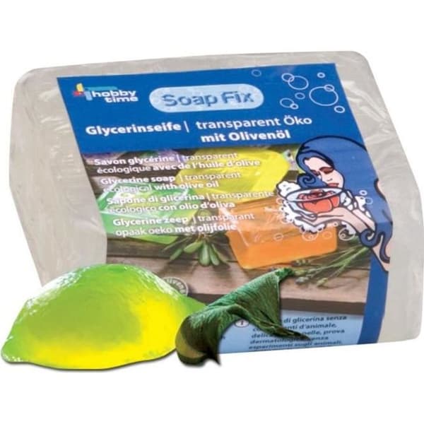 Glycerinsåpe - HOBBY TIME - 500g - Gjennomsiktig - Uten parabener - Med olivenolje
