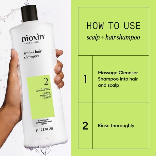 Nioxin System 2 Shampoo for Thinning Hair 1000 ml - Fint & Volym