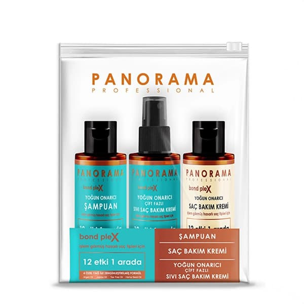 Panorama Professional Schampo + Balsam (75 ml + 75 ml + 75 ml) - Skadat & Behandlat