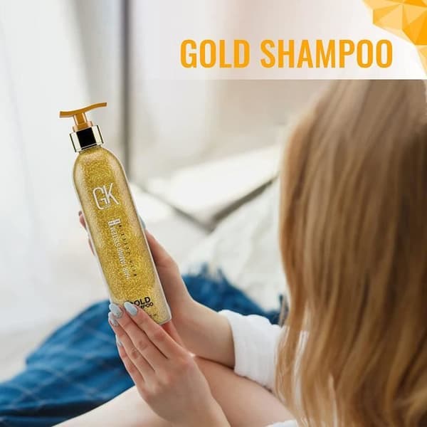 GK HAIR Global Keratin Gold Shampoo (8.5 Fl Oz/250ml) Hårfuktighetsgivande glans och skydd med arganolja, sheasmör