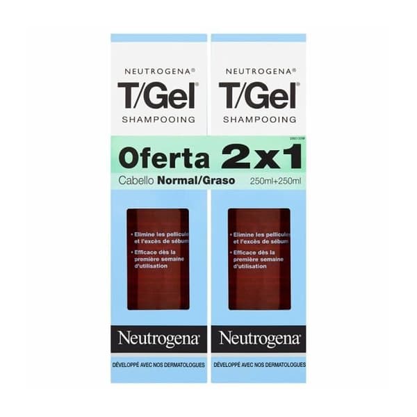 NEUTROGENA - Neutrogena T/Gel Fet &amp; Normalt hårschampo 2x250ml
