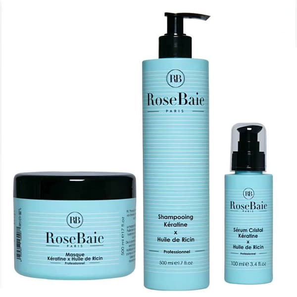 RoseBaie Ricinusolja och Keratin Schampo 500ml + Mask 500ml + Serum 100ml