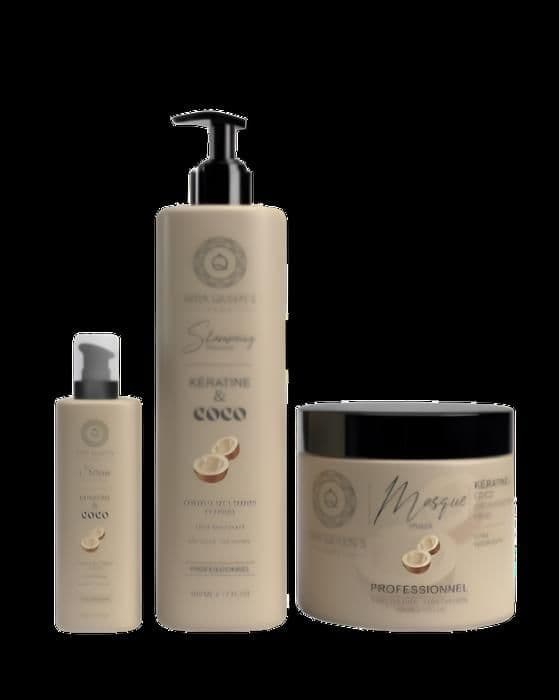 Kera Queen's Trio Coco och Kératine Schampo 500ml + Mask 500ml + Serum 100ml