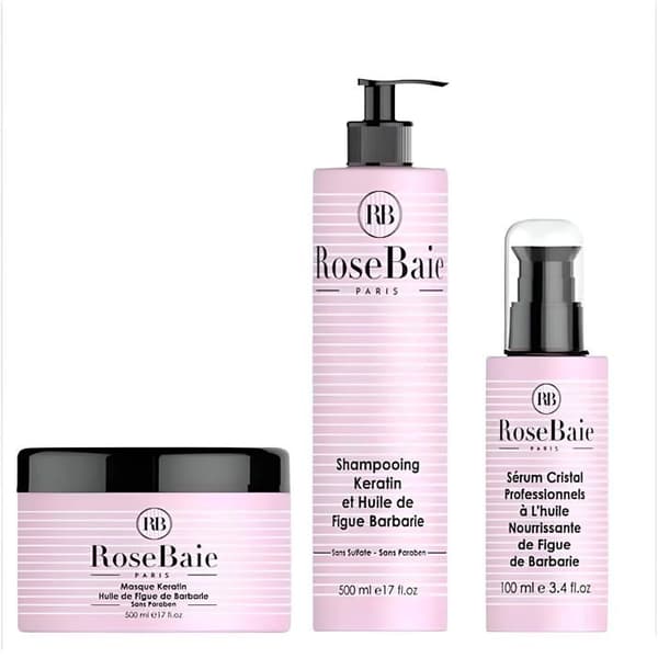RoseBaie Kaktusfikon och keratin Schampo 500ml + Mask 500ml + Serum 100ml REPARERANDE KRÄM