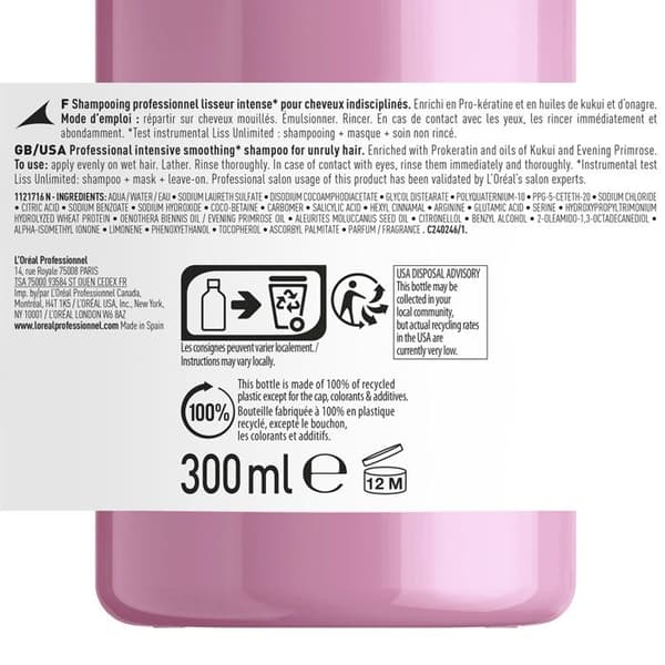 Hårprodukter Set - L'ORÉAL PARIS - L'Oréal Professionnel - Champú Alisador Liss Unlimited Serie Expert 300 ml