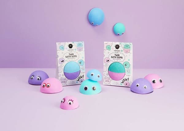 Nailmatic Kids Dubbel Badbomb för barn Blå/Violett 170g