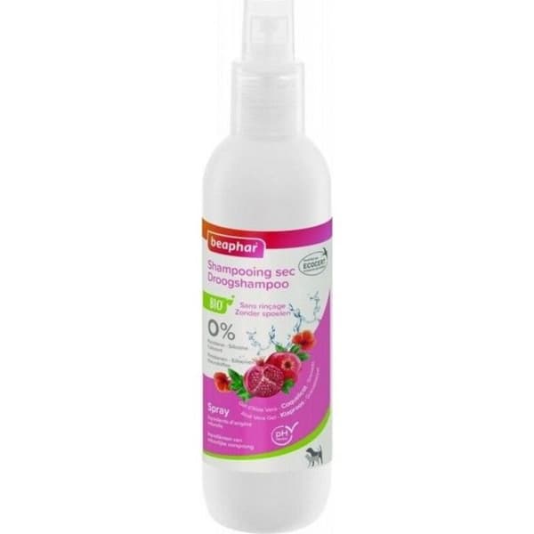 Beaphar Spray Torrschampo Utan Skölj Hund och Katt Vallmo och Granatäpple Ekologisk 200ml