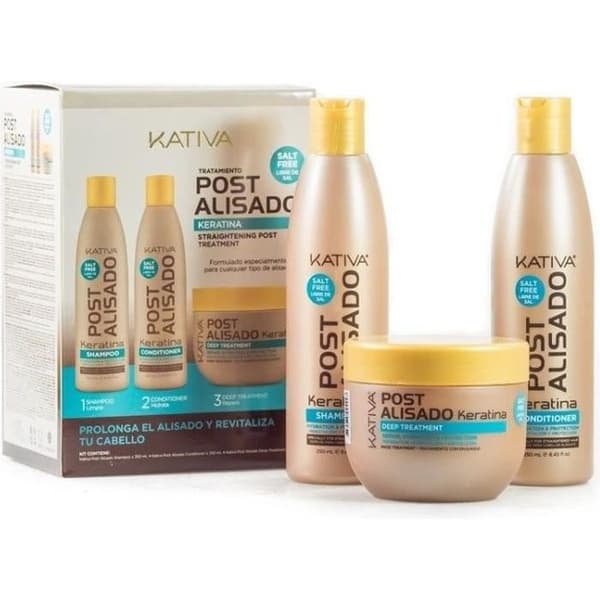 Kativa Post Alisado Brazilian Straightening Hair Kit Saltfritt schampo, balsam och mask 250 ml