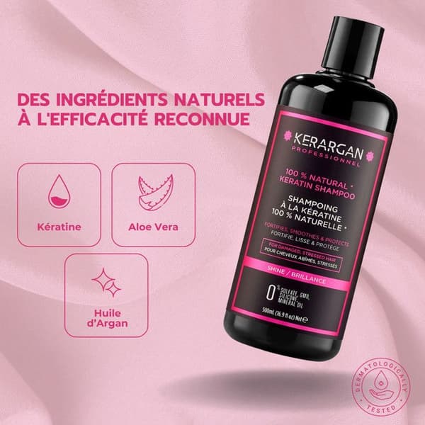 Kerargan - Schampo med keratin och arganolja för att stärka och skydda ditt hår - Perfekt för uträtning