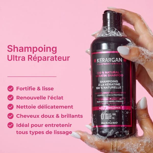 Kerargan - Schampo med keratin och arganolja för att stärka och skydda ditt hår - Perfekt för uträtning