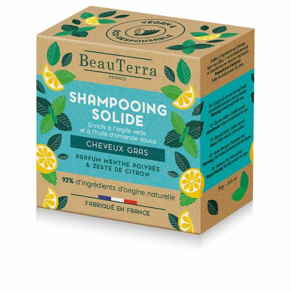 Shampoo Bar Beauterra Solide Mint Citron 75 g