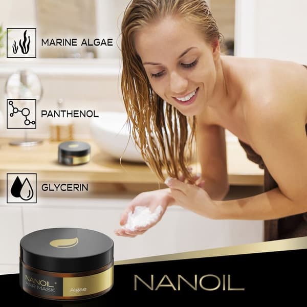 Hårmaske Med Alger Nanoil Algae Hair Mask 300ml - professionel hårregenerering, fugtighed, blødhed, ikke mere tørt hår