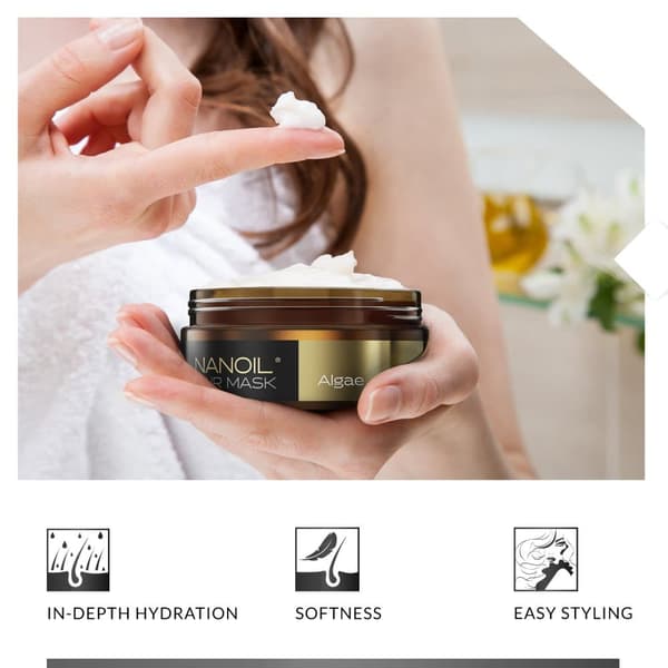 Hårmaske Med Alger Nanoil Algae Hair Mask 300ml - professionel hårregenerering, fugtighed, blødhed, ikke mere tørt hår