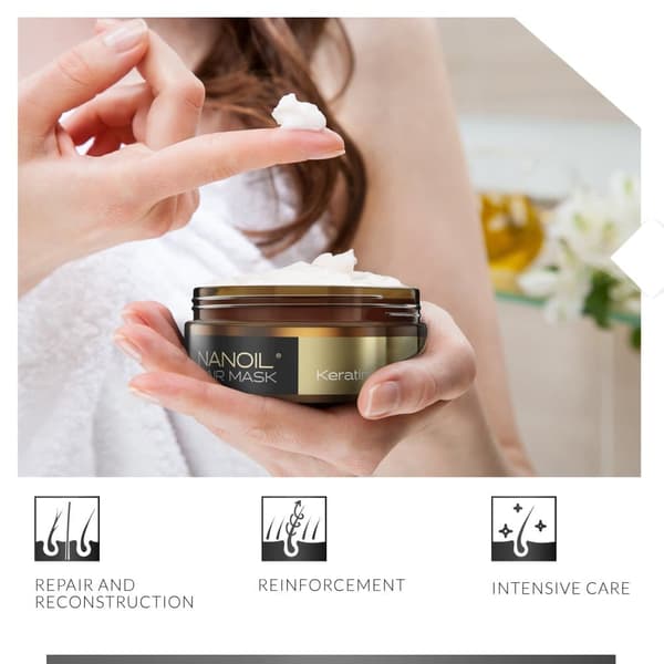 Hårmaske Med Argan Nanoil Argan Hair Mask 300ml - Regeneration & Rekonstruktion, Forbedring af svagt hår, Intensiv hårreparation