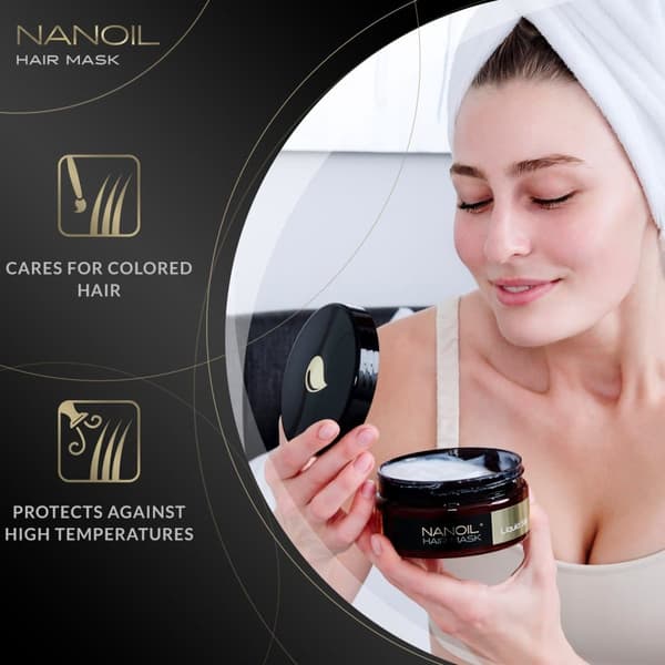 Hårmask Med Flytande Silke Nanoil Liquid Silk Hair Mask 300ml - Hårinpackning, regenerering, hälsa & glans, återuppbyggnad & spänst