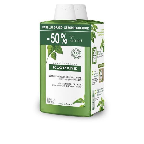 KLORANE ORGANIC NETTLE Organic sebum-regulating shampoo for oily hair 2 x 400 ml