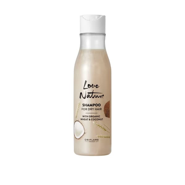 Oriflame Love Nature -shampoo luomuvehnästä ja kookoksesta kuiville hiuksille 250 ml