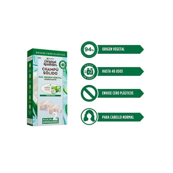 Schampobar Garnier Original Remedies X Fuktgivande Kokosnöt 2 antal 60 g