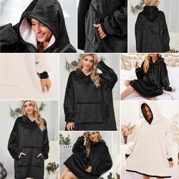 Snuggie Oversized Felt Hoodie - musta