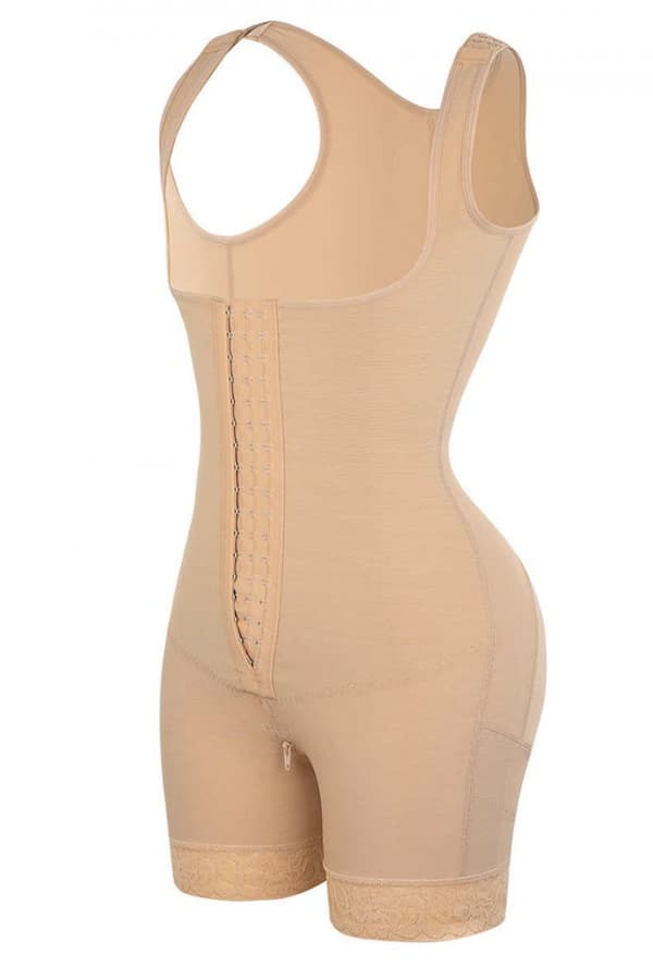 Korrigerende shapewear korset justerbar med høj ryg og 3 rækker kroge sort
