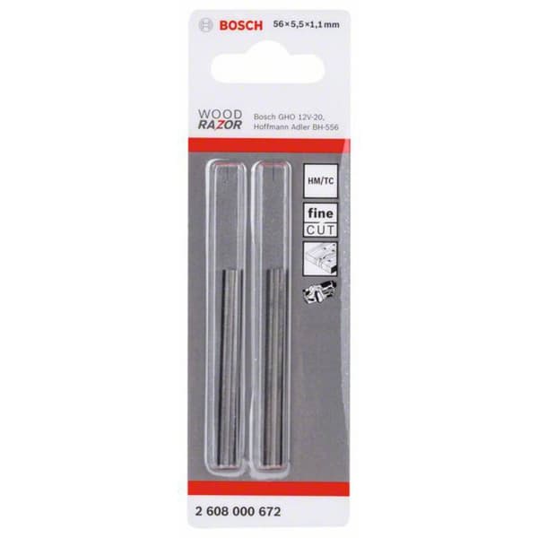 Bosch Accessories Hyvelstål hårdmetall Mått - Längd: 56 mm Mått - Bredd: 5.50 mm 2608000672 2 st