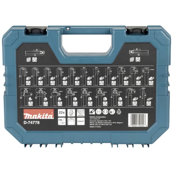 Makita D-74778 Fräs-set Skaft-Ø 8 mm 22 delar