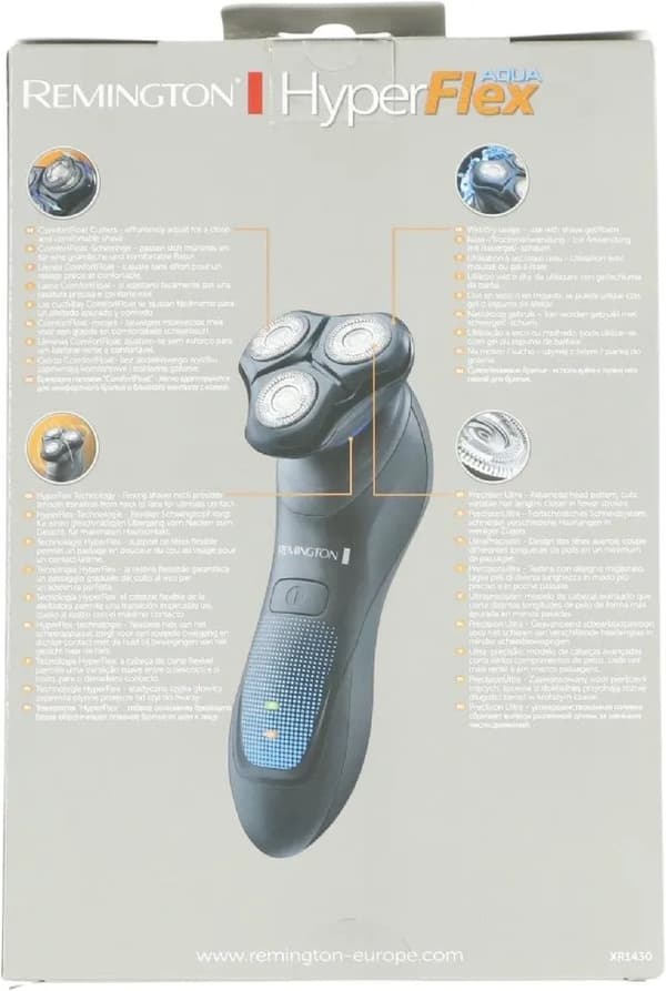 Remington HyperFlex Aqua parranajokone, Parranajokone kääntyvällä päällä, Musta, Sininen, Ruostumaton teräs, Akku, Litium, Sisäinen
