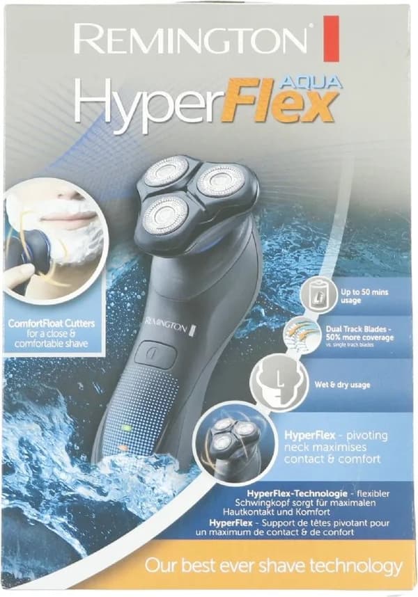 Remington HyperFlex Aqua parranajokone, Parranajokone kääntyvällä päällä, Musta, Sininen, Ruostumaton teräs, Akku, Litium, Sisäinen