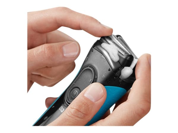 Braun Series 3 ProSkin 3045s, Folie parranajokone, 2 SensoFoil, 1 Middle Trimmer, Sort, Blå, LED, Batteri, Nikkel-Metalhydrid (NiMH)