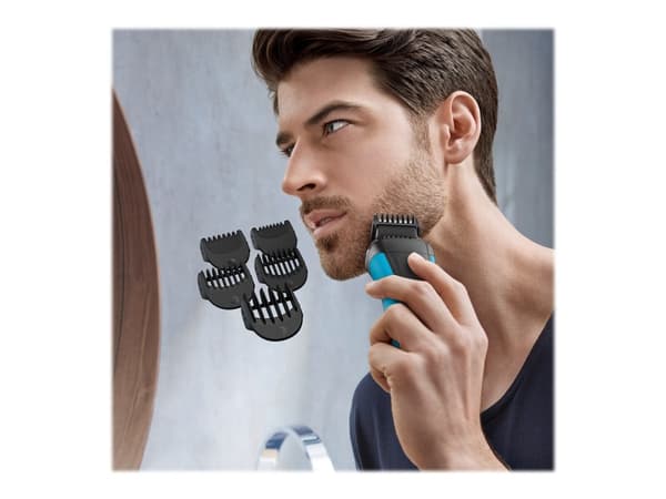 Braun Series 3 Shave&Style 3010BT, Barberingsmaskin, 2 SensoFoil, 1 Middle Trimmer, 5 kammen 17 mm, Sort, Blå, LED, Batteri, Nikkelmetallhydrid (NiMH