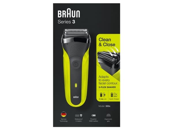 Braun Series 3 81702940, Barberingsmaskin, Sort, Grønn, Knapper, LED, Lade, Kraft indikator, AC / batteri