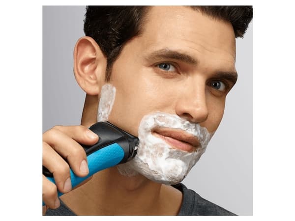 Braun Series 3 Shave&Style 3010BT, Folierakapparat, 2 SensoFoil, 1 Middle Trimmer, 5 kammen 17 mm, Svart, Blå, LED, Batteri, Nickel-metallhydrid (NiM