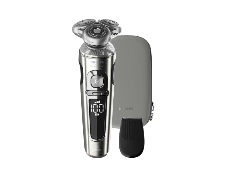 Philips SHAVER Series 9000 Rakapparat för våt- och torrakning, 9000-serien, Roterande rakhuvud, Knappar, Svart, Batteri, Litium-Ion (Li-Ion), Inbyggt