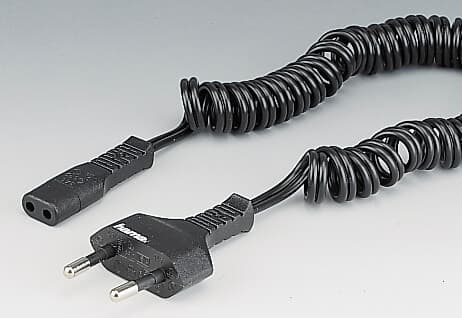 HAMA Strømkabel Shaver 2- Pol Spiral 1,4m Sort